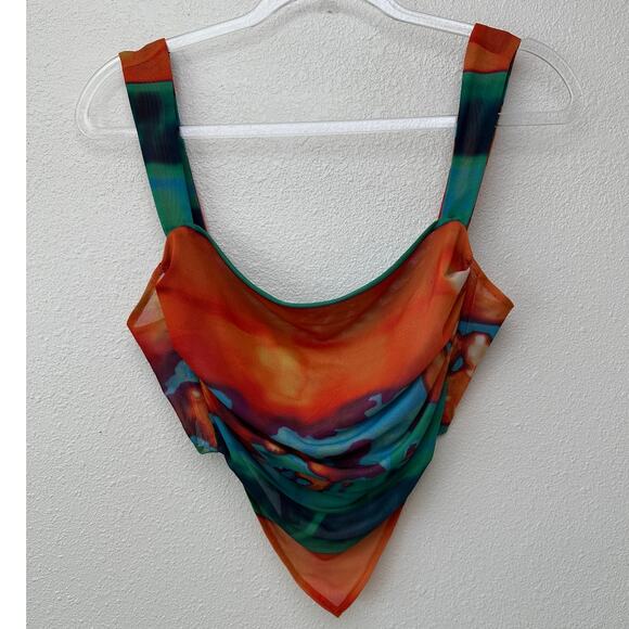 Miaou Multicolor Mesh Bandana Cowl Tank Top Women’s S - Picture 1 of 15